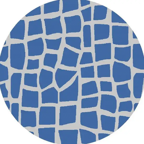 Blue Grey Machine Woven UV Treated Animal Print Indoor Outdoor Round Area Rug Photo 5