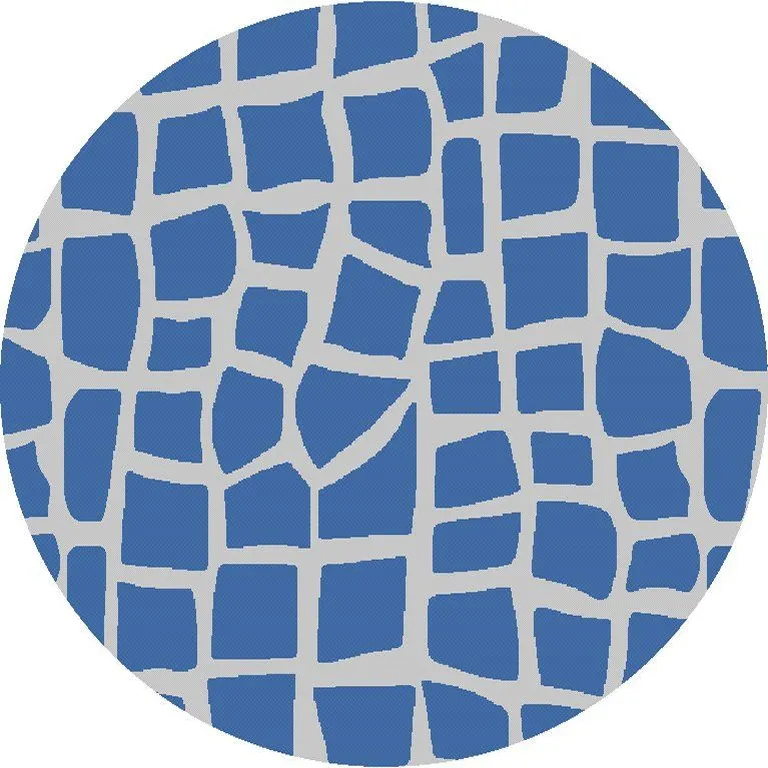 Blue Grey Machine Woven UV Treated Animal Print Indoor Outdoor Round Area Rug Photo 1