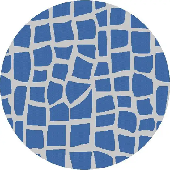 Blue Grey Machine Woven UV Treated Animal Print Indoor Outdoor Round Area Rug Photo 1