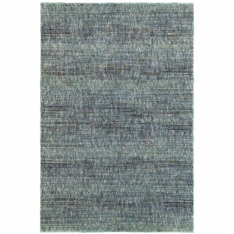 Blue Grey Silver And Green Power Loom Stain Resistant Area Rug Photo 1