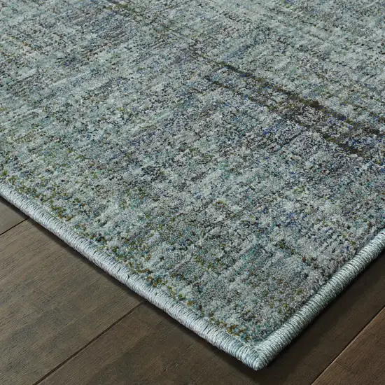 Blue Grey Silver And Green Power Loom Stain Resistant Area Rug Photo 3