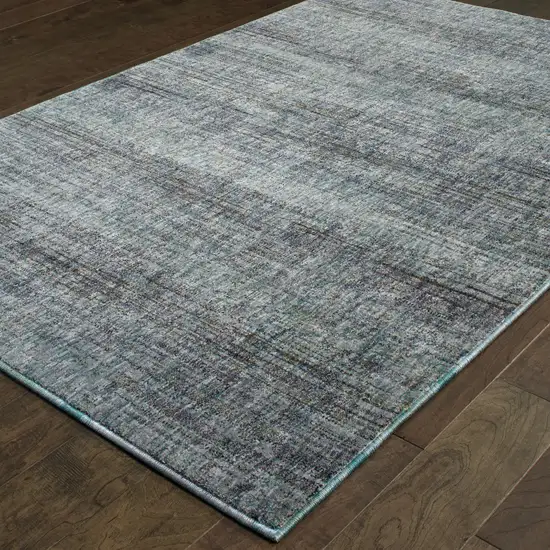 Blue Grey Silver And Green Power Loom Stain Resistant Area Rug Photo 4