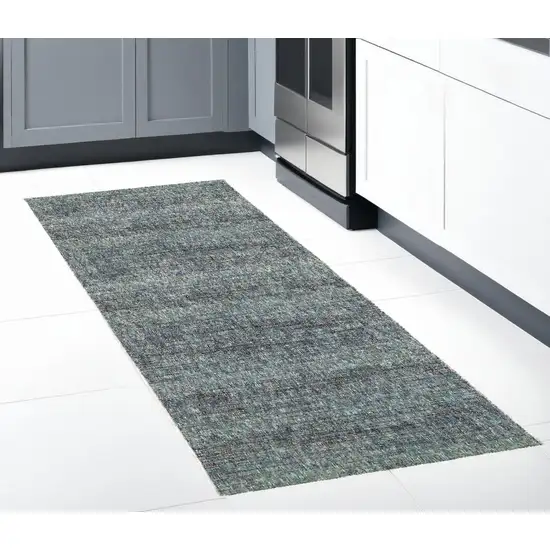 Blue and Gray Power Loom Runner Rug Photo 1