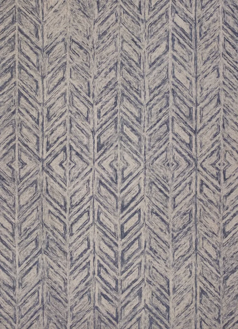 Blue Hand Tufted Herringbone Indoor Accent Rug Photo 1