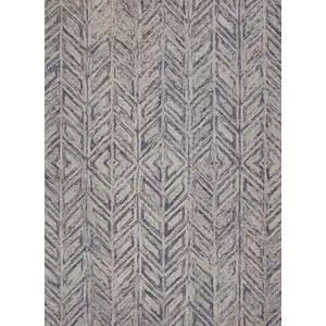 Photo of Blue Hand Tufted Herringbone Indoor Accent Rug