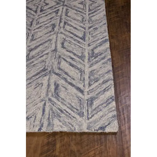 Blue Hand Tufted Wool Herringbone Indoor Area Rug Photo 4