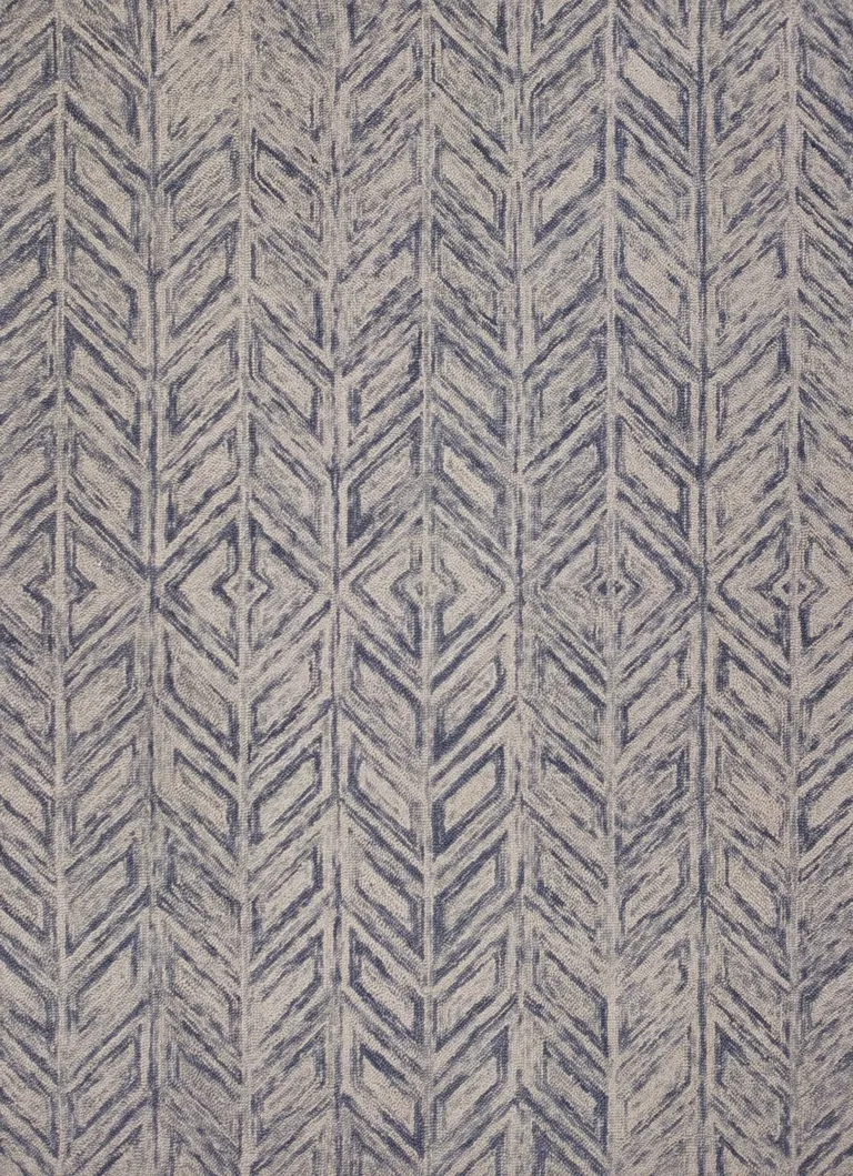 Blue Hand Tufted Wool Herringbone Indoor Area Rug Photo 1