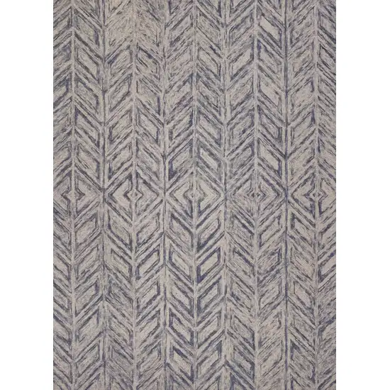 Blue Hand Tufted Wool Herringbone Indoor Area Rug Photo 1