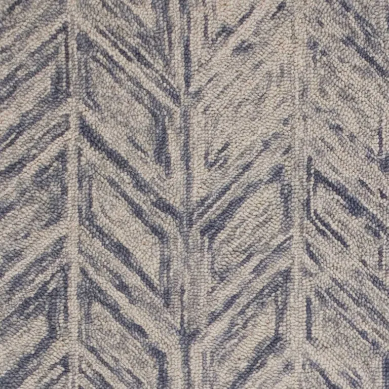 Blue Hand Tufted Wool Herringbone Indoor Area Rug Photo 2