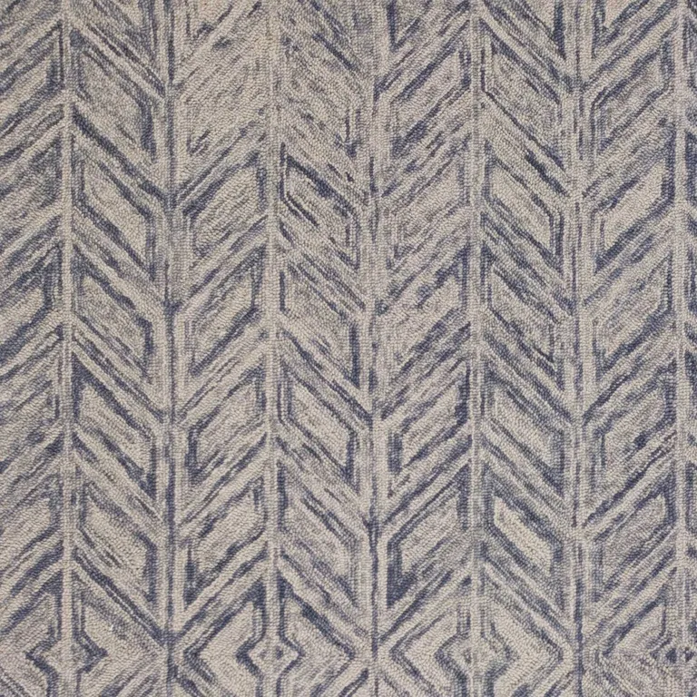 Blue Hand Tufted Wool Herringbone Indoor Area Rug Photo 3