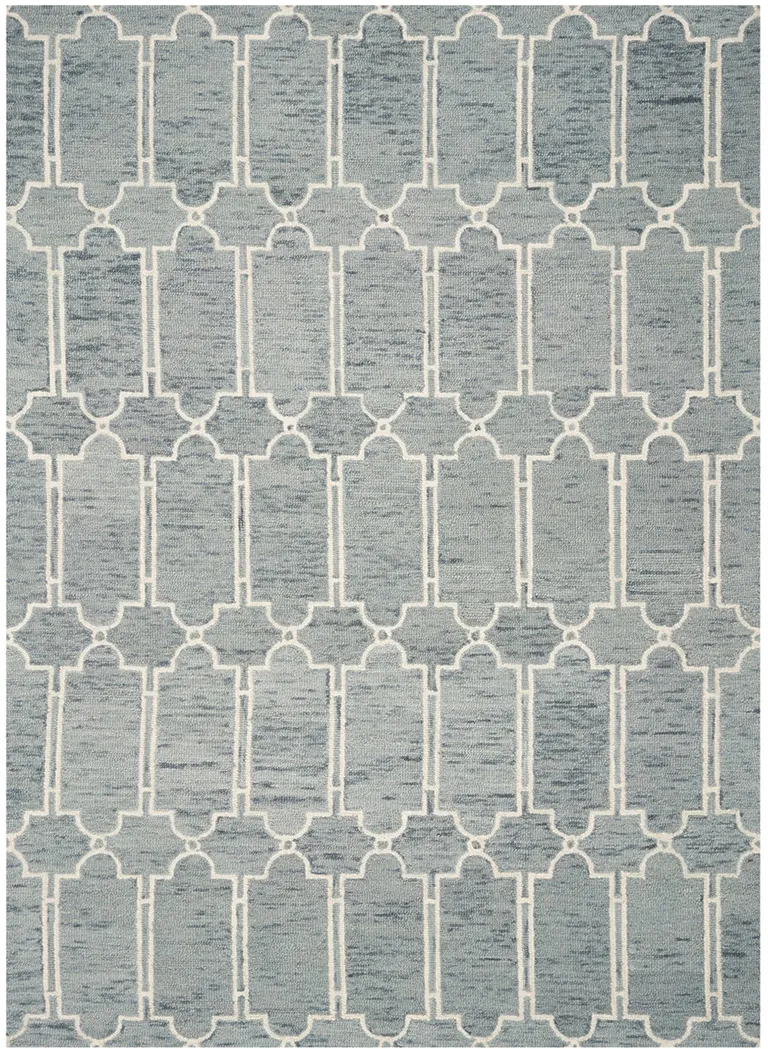 Blue Hand Tufted Wool Herringbone Indoor Area Rug Photo 2