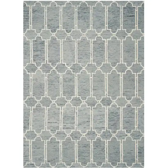 Blue Hand Tufted Wool Herringbone Indoor Area Rug Photo 2