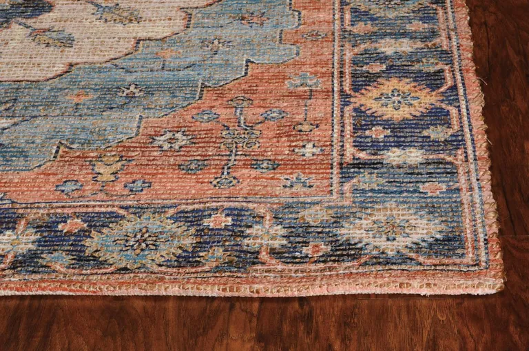 Blue Hand Woven Floral Medallion Indoor Area Rug Photo 3