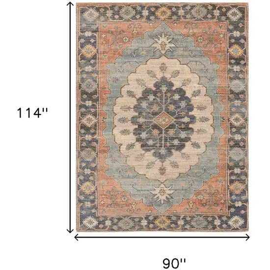 Blue Hand Woven Medallion Indoor Area Rug Photo 3