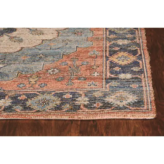 Blue Hand Woven Oval Medallion Indoor Area Rug Photo 3