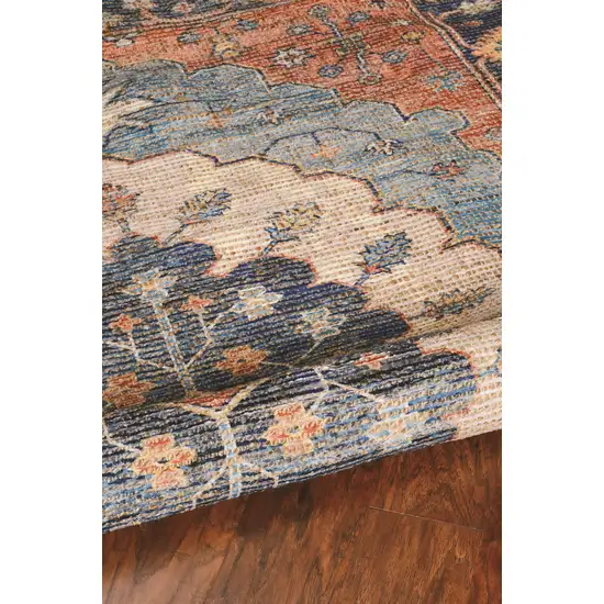 Blue Hand Woven Oval Medallion Indoor Area Rug Photo 4