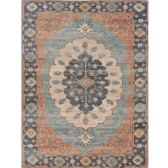7'X12' Blue Hand Woven Traditional Medallion Indoor Area Rug Photo 2