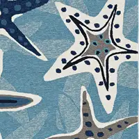 Photo of Blue Hand Woven UV Treated Coastal Starfish Indoor Outdoor Area Rug