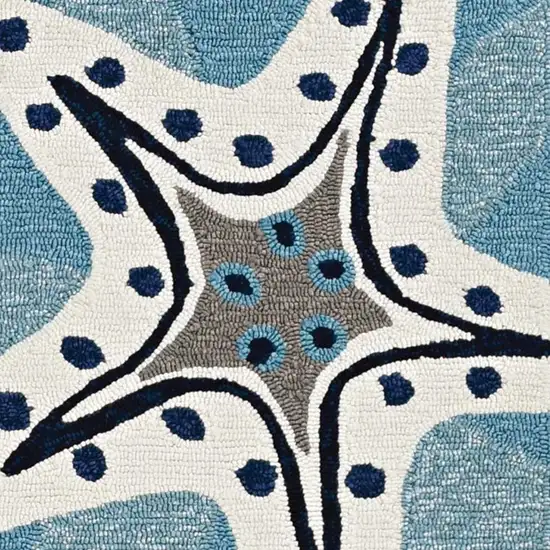 5'X8' Blue Hand Woven Uv Treated Coastal Starfish Indoor Outdoor Area Rug Photo 5