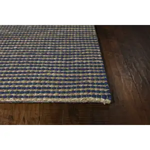 Photo of Blue Hand Woven Wool And Jute Indoor Area Rug