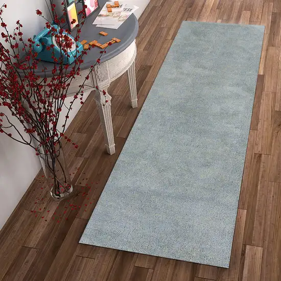 Blue Heather Indoor Shag Runner Rug Photo 4