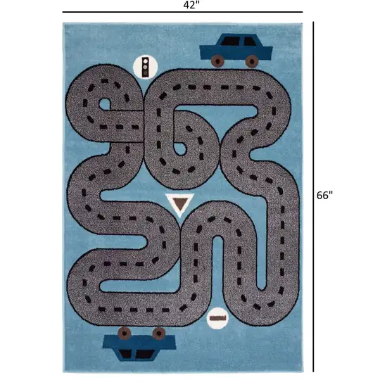 Blue Imaginative Racetrack Area Rug Photo 2