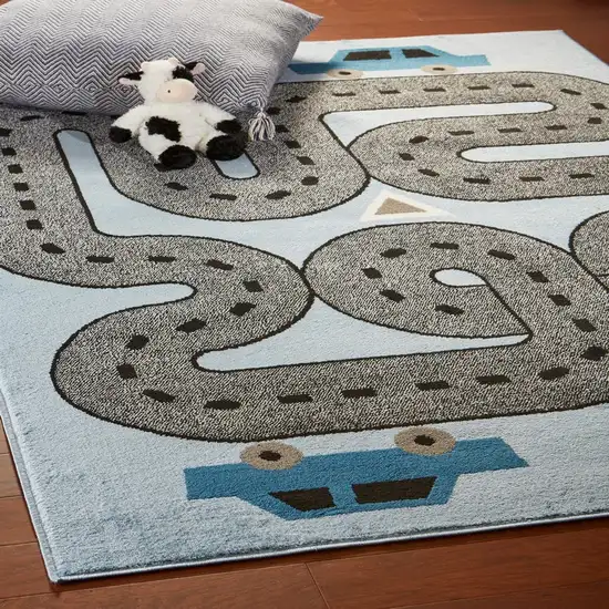 Blue Imaginative Racetrack Area Rug Photo 7