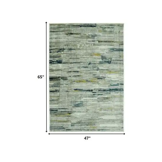 Blue Ivory Abstract Striped Area Rug Photo 4