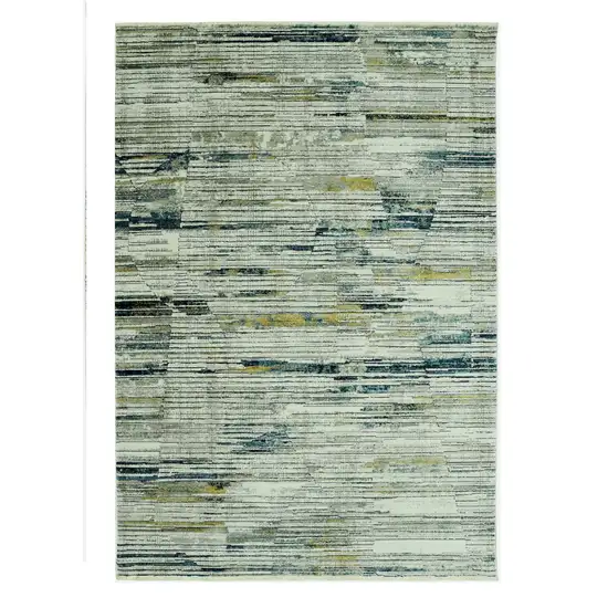 Ivory and Blue Abstract Area Rug Photo 1