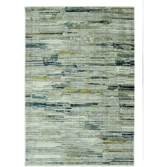 Ivory and Blue Abstract Area Rug Photo 3