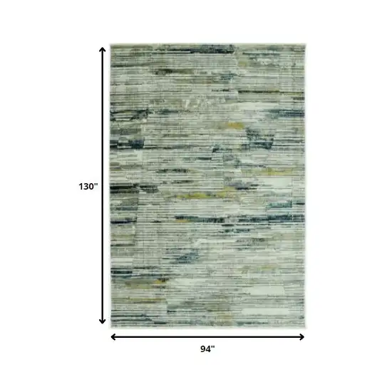 Blue Ivory Abstract Striped Area Rug Photo 4