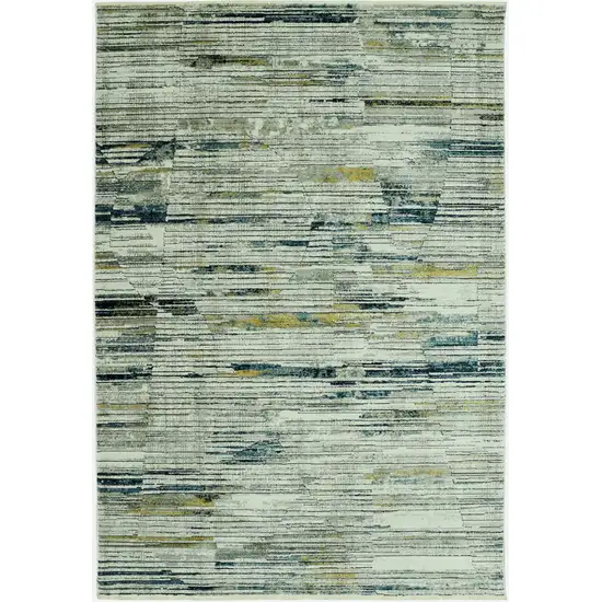 Blue Ivory Abstract Striped Runner Rug Photo 1