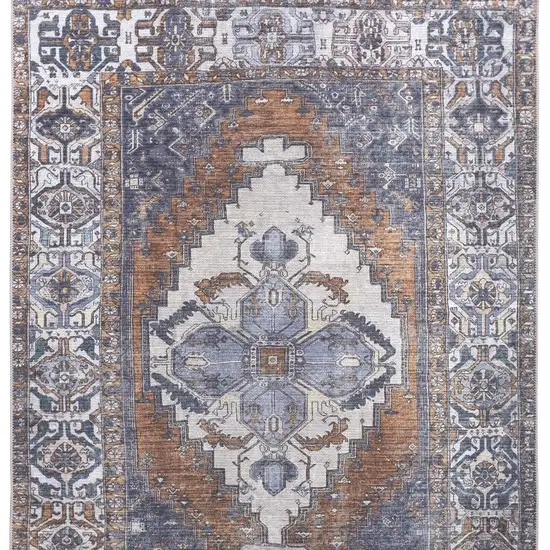 Blue Ivory And Brown Floral Area Rug Photo 7