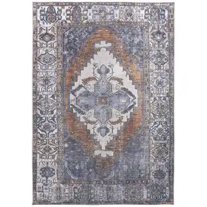 Photo of Blue Ivory And Brown Floral Area Rug