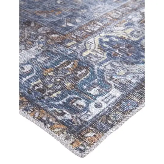 Blue Ivory And Brown Floral Area Rug Photo 1