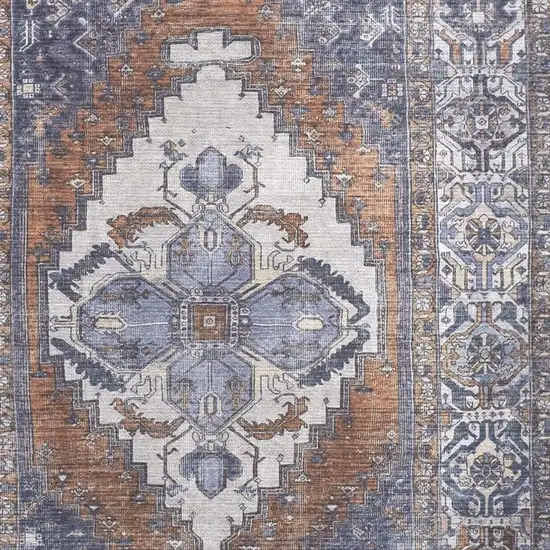 Blue Ivory And Brown Floral Area Rug Photo 6