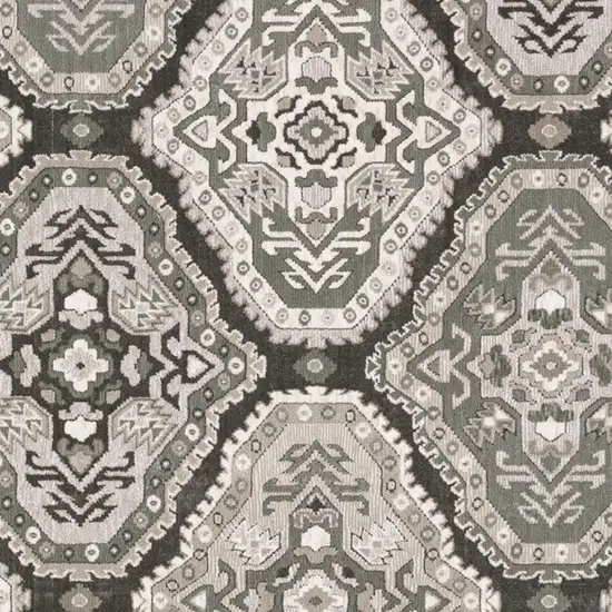 Blue Ivory And Charcoal Medallion Area Rug Photo 8