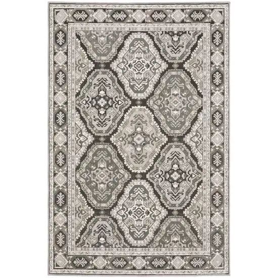 Blue Ivory And Charcoal Medallion Area Rug Photo 2