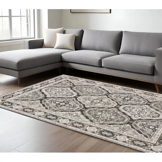 Blue Ivory And Charcoal Medallion Area Rug Photo 1