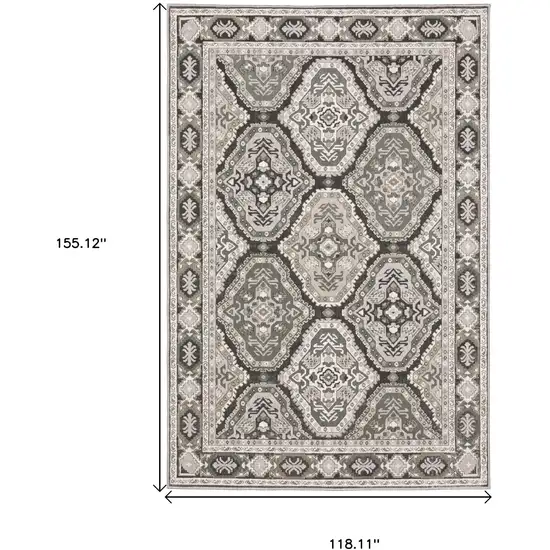 Blue Ivory And Charcoal Medallion Area Rug Photo 3