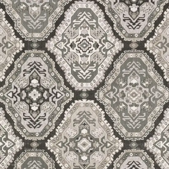 Blue Ivory And Charcoal Medallion Area Rug Photo 9