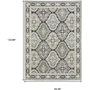 Photo of Blue Ivory And Charcoal Medallion Area Rug