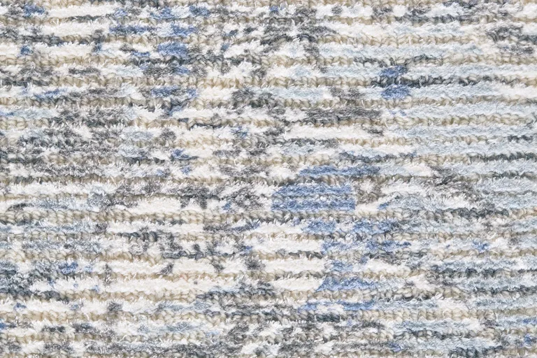 Blue Ivory And Gray Abstract Hand Woven Area Rug Photo 4