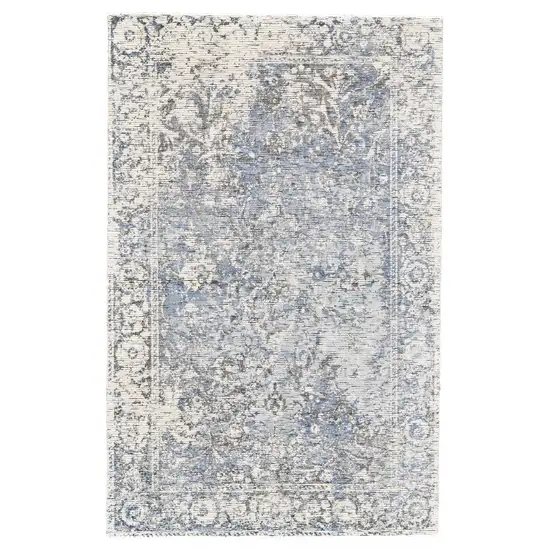 Blue Ivory And Gray Abstract Hand Woven Area Rug Photo 1