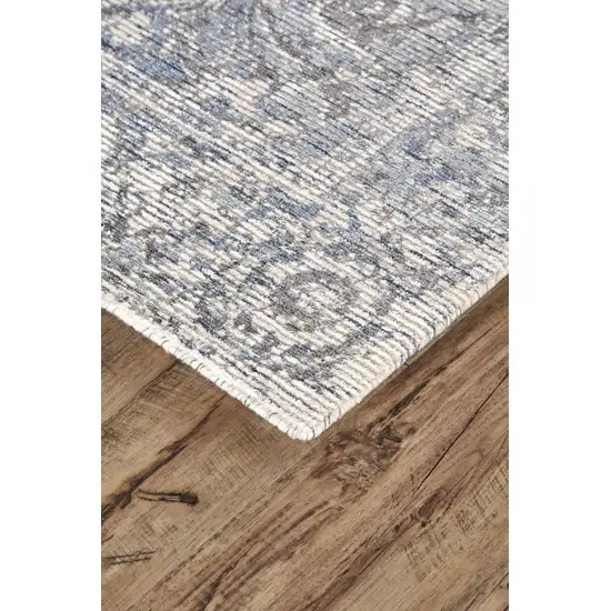 Blue Ivory And Gray Abstract Hand Woven Area Rug Photo 3