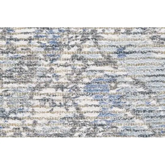 Blue Ivory And Gray Abstract Hand Woven Area Rug Photo 4