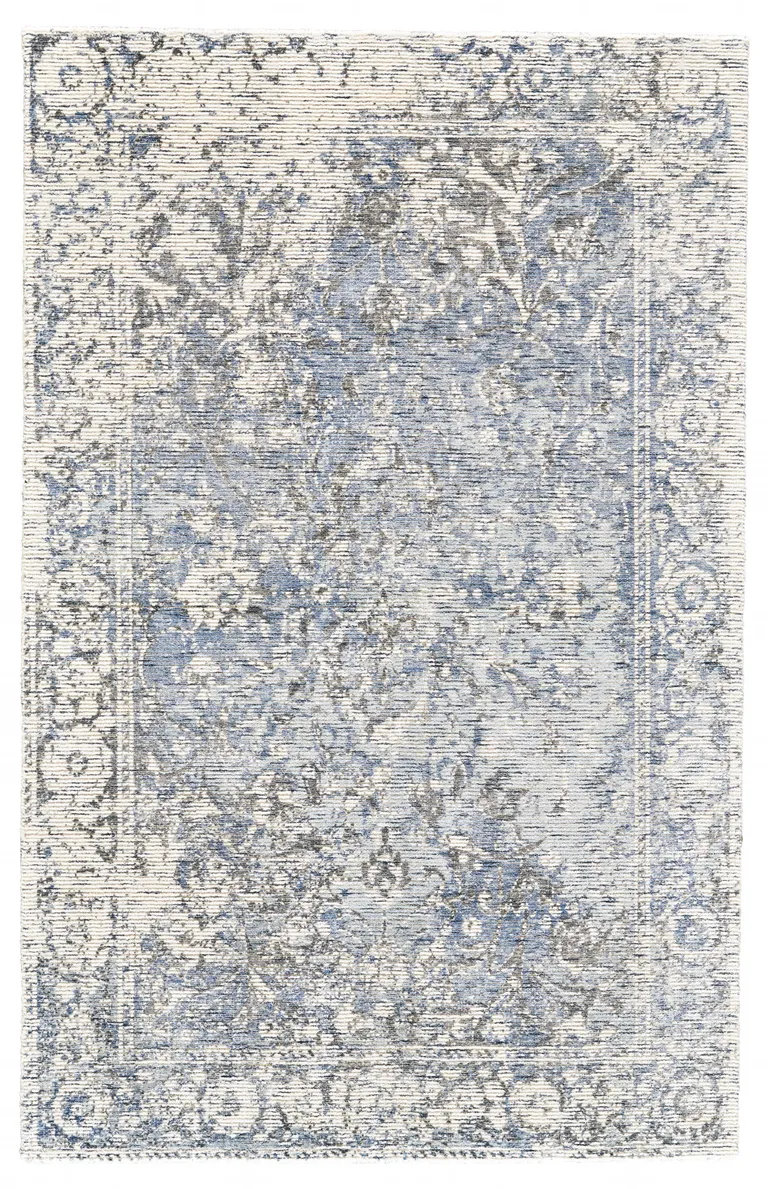 Blue Ivory And Gray Abstract Hand Woven Area Rug Photo 1