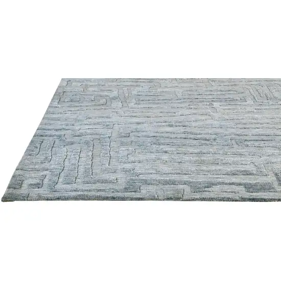 Blue Ivory And Gray Geometric Distressed Stain Resistant Area Rug Photo 5