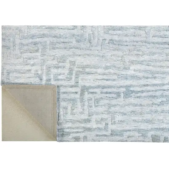 Blue Ivory And Gray Geometric Distressed Stain Resistant Area Rug Photo 7