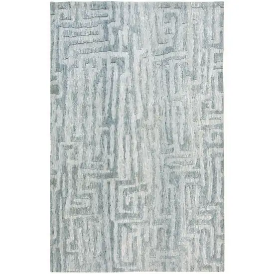 Blue Ivory And Gray Geometric Distressed Stain Resistant Area Rug Photo 2